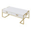 Table basse moderne moderne blanche avec 4 tiroirs et base dorée de 47,3 po (table incluse seulement)-388742626