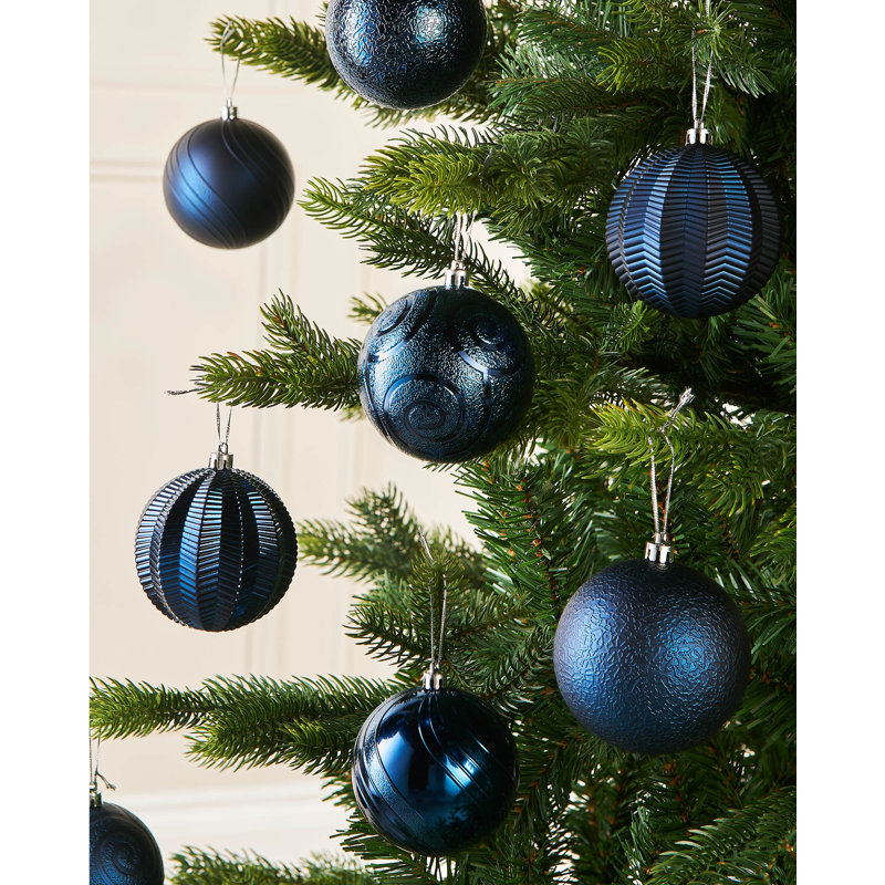 9.29cm Solid Colour Plastic / Acrylic Bauble, Navy Blue