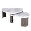 Ensemble de tables triangulaires 3 pièces de style contemporain 1 table basse gigogne 2 x table de bout en marbre-131180740