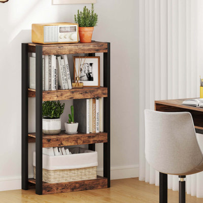 1 Pcs 4 Tier Bookshelf Wooden Bookcase With Dual Anti-tipping Kits Open Shelving Unit Natural by 17 Stories