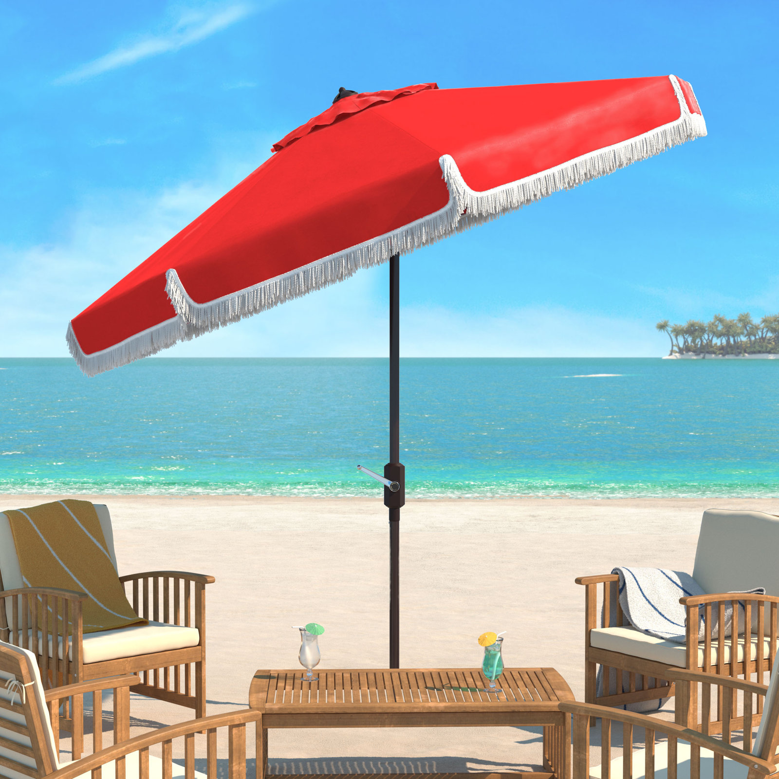 Darya 130'' Outdoor Umbrella, Red