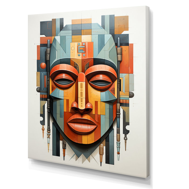 Masque tribal africain Kente I_African Tribal Wall Decor, H 32 po x l 24 po x P 1 po