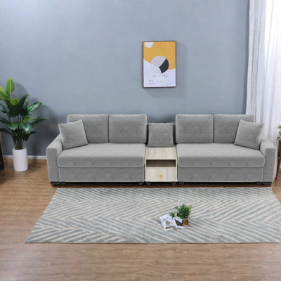Canapés confortables en chenille avec rangement, mobilier de salon gris moderne