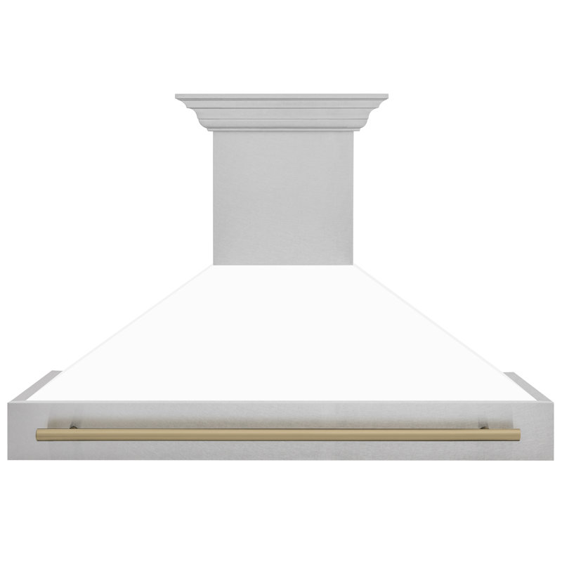 48" ZLINE Autograph Edition Fingerprint Resistant Stainless Steel Range Hood with White Matte Shell