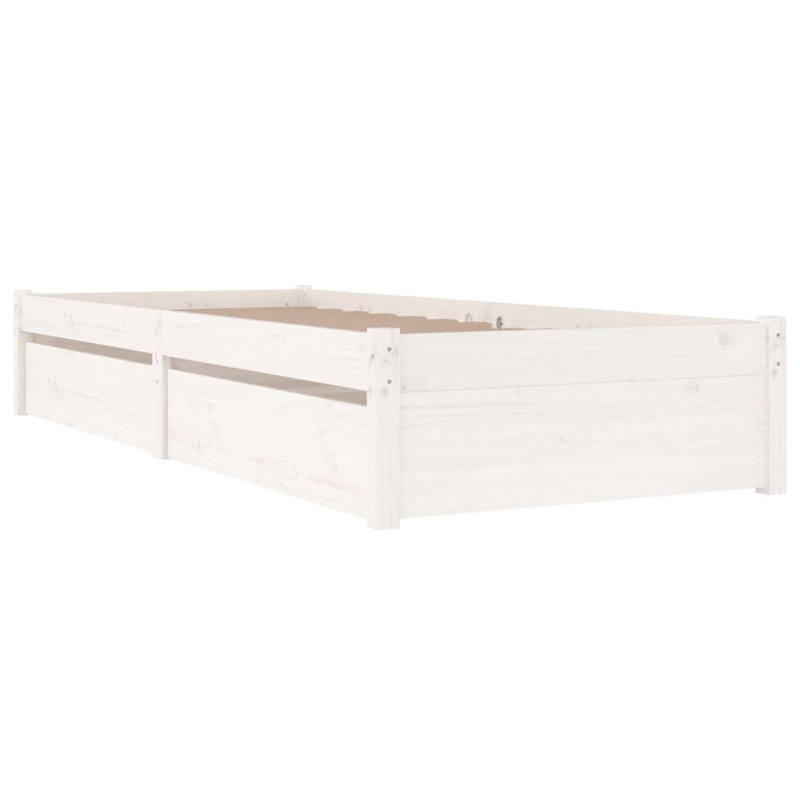 Bed Frame with Drawers, White, Small Single (2'6)
