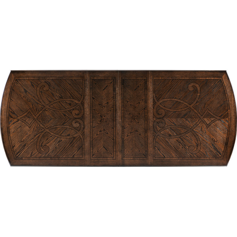 Table de salle à manger classique en chêne foncé avec rallonge pour 8 sièges - décor traditionnel détails formels 8