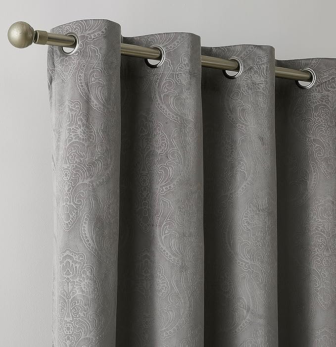 Matyson Velvet Room Darkening Curtain Pair, 54" W x 96" L, Silver