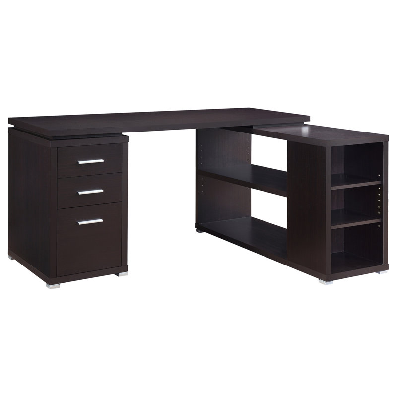 Tona Cappuccino 3-Drawer L-Shape Computer Desk, Cappuccino