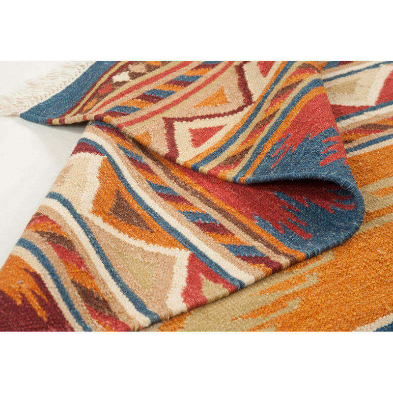 Tapis en laine tissé à plat à la main Clemente, Rectangle 12 pi x 15 pi