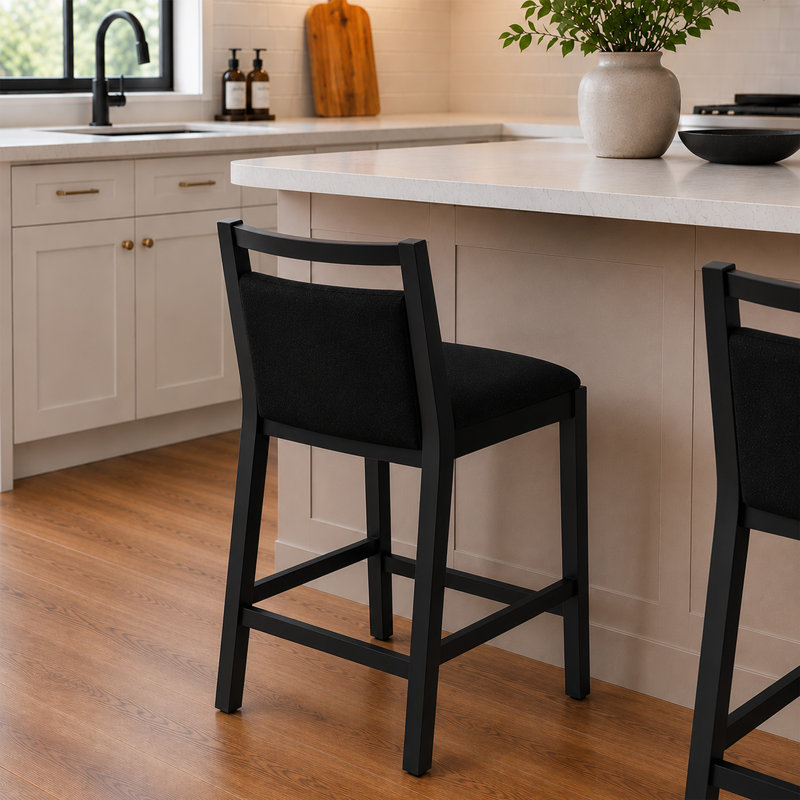 Skylar Upholstered Black Counter Stool, Black