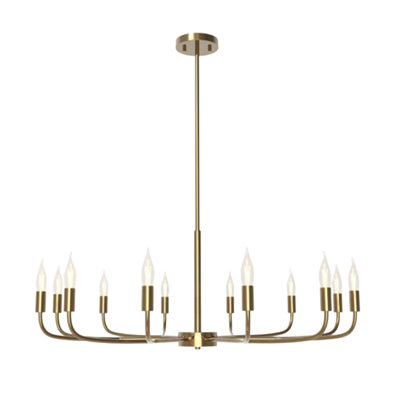 Lustre en métal de style bougie, 12 lumières, fini laiton antique, 76 cm (30 po)