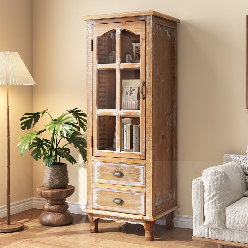Armoire de rangement en bois avec porte et 3 tiroirs, Brun antique