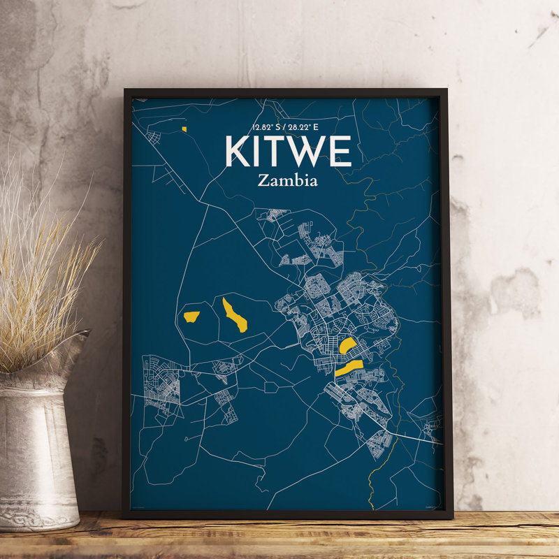 Kitwe City Map - No Frame Print, 50.8cm H x 40.6cm W x 0.1cm D