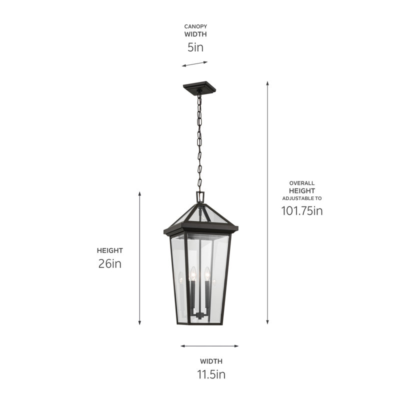 Luminaire suspendu d'extérieur H 29,75 po Kiyono, Bronze vieilli