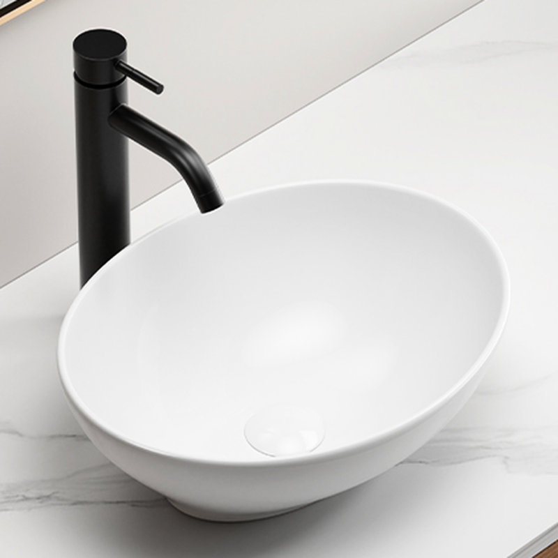 16" X 13" 5.5" Oval White Vanity Sink For Bathroom - Simple Yet Elegant, Long Lasting, Quick And Easy Cleaning Ceramic Countertop Material, , Installation