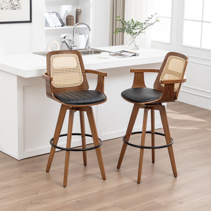 Tabouret de comptoir pivotant Clero, Noir, Tabouret de bar (siège d'une hauteur de 30 po)