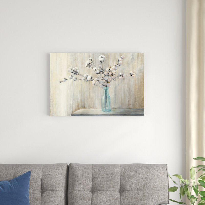 " Cotton Bouquet Crop " by Julia Purinton Painting Print, 20" H x 30" W x 1.25" D