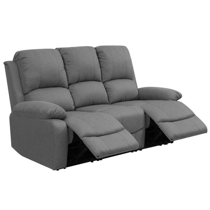 3 Seater Lafay Fabric Reclining Sofa, Light Grey