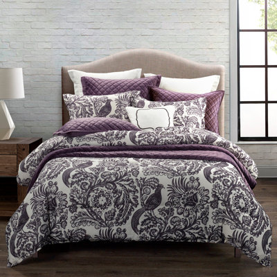 Augusta Toile Black and White Classic French Toile Botanical Print Comforter Set