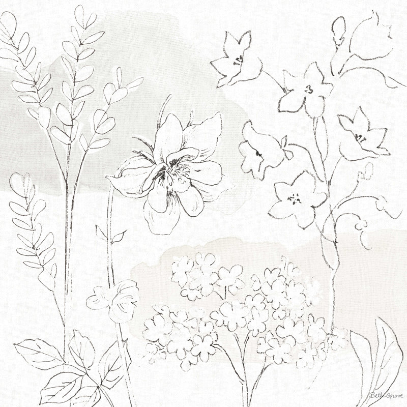 Peaceful Petals VII Neutral - reproduction d'art sur toile tendue, H 30 po x l 30 po x P 1,25 po, Cadre simple argenté, Non