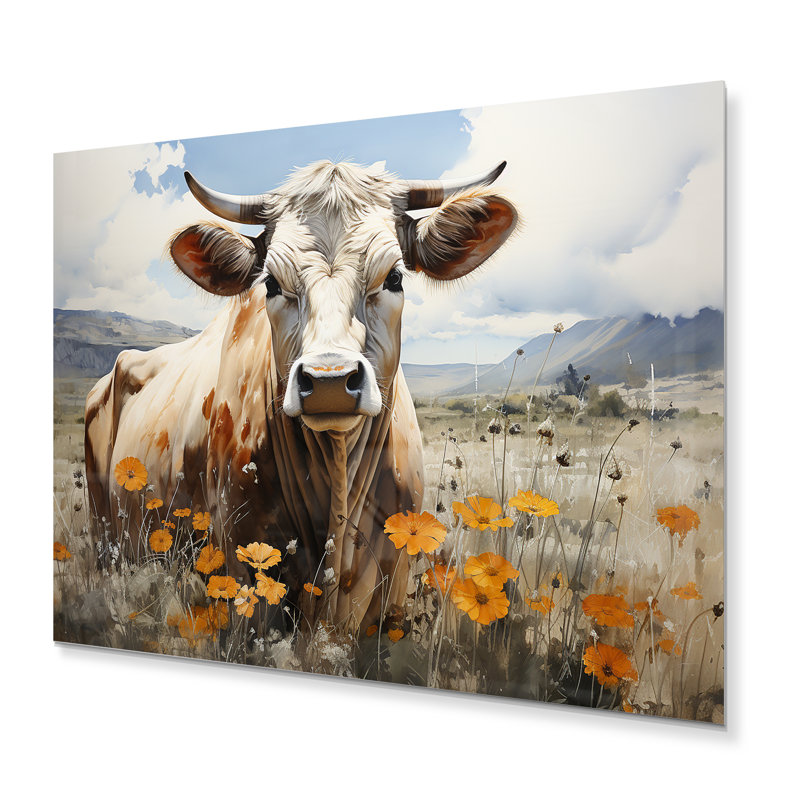 «Cow in the Meadow IV», reproduction sur cadre non encadrée, H 12 po x l 20 po x P 1 po