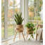 Ensemble de supports à plantes tissés 2 pièces avec base en bois et doublures en plastique Boho
