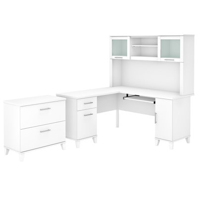 Ensemble de bureau d'ordinateur en L 3 pièces avec rehausse Magomed
