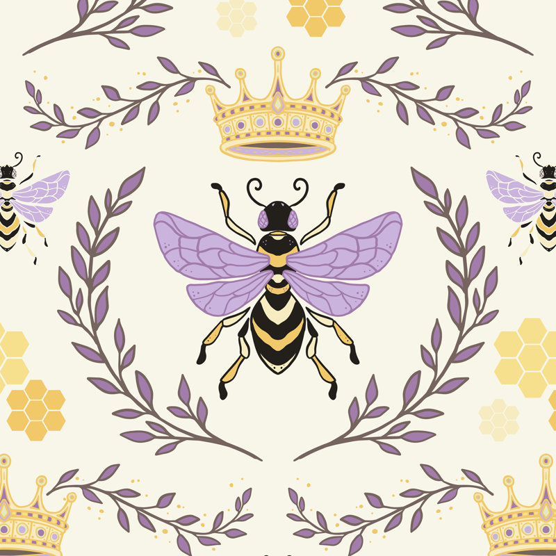 «Queen Bee Lavender», impression sur toile tendue, H 12 po x l 12 po, Non, Cadre doré simple