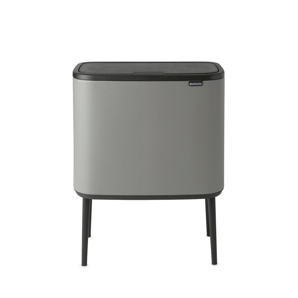 Brabantia Bo Touch Top Trash Can 9.5 Gallon, Mineral Concrete Gray