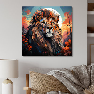 Décoration murale lune majestueuse, roi lion I - Lion