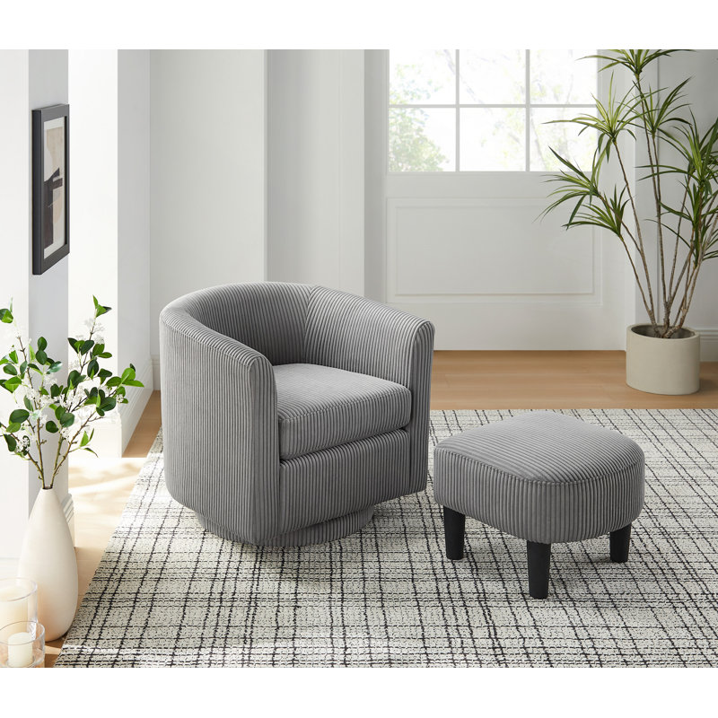 Chaise rembourrée avec repose-pieds, Velours côtelé gris