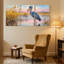 Birds Blue Heron In Golden Reeds At Sunset, ensemble de 3 impressions sur toile-1536051690