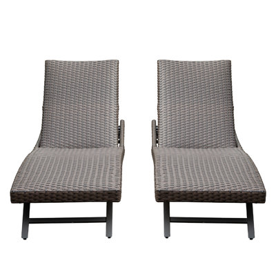 Chaise longue d'extérieur en osier 2 pièces