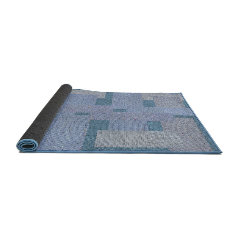 Tapis bleu tissé à la machine, Rond 6 pi