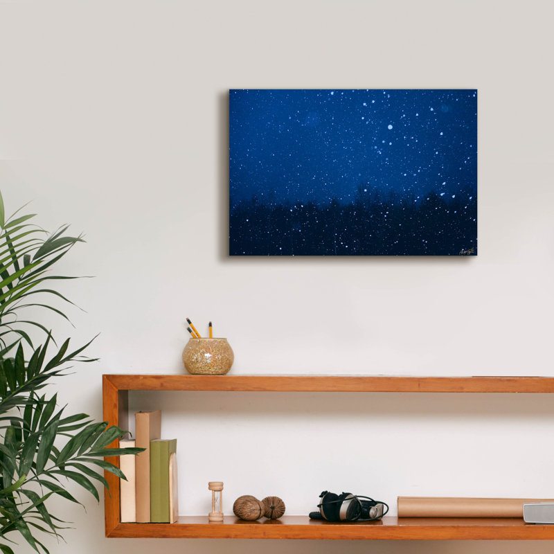 Toile épique «Blue Night Winter Forest 1» par Life BeautifuLEE Epic Graffiti, art mural 18 po x 12 po, H 12 po x l 18 po
