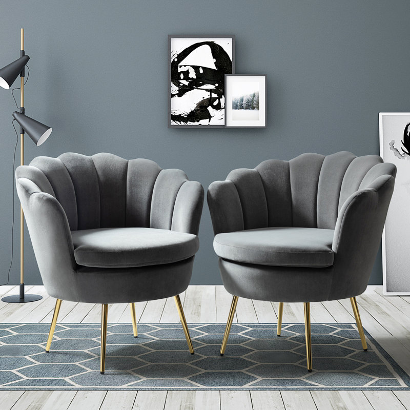 Fauteuil demi-tonneau en velours 30 po Hendrix, Gris