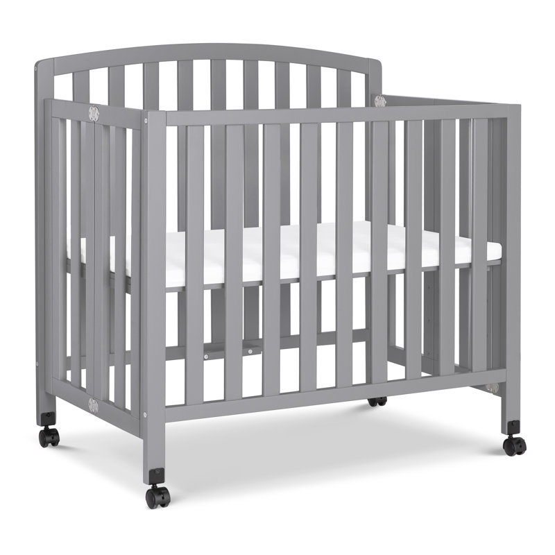 Gray Folding Portable 3-in-1 Mini Crib and Twin Bed