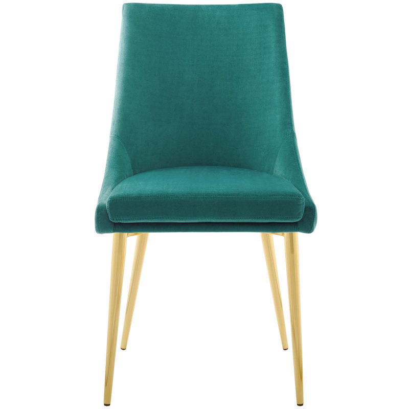 Teal Velvet Upholstered Accent Dining Chair with Metal Legs