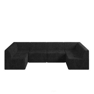 U Shape Modular Sectional Sofa, Compressed Sofa With Modern Minimalist Style, Corduroy Couch, Sleeper Sofa For Living Room And Bedroom, Space-Efficien by Brayden Studio