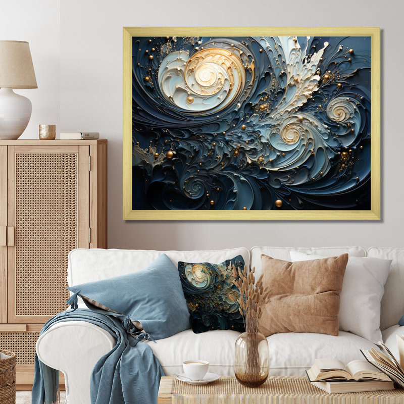 Quartis spirales célestes III sur toile, Encadrement doré, H 24 po x l 32 po x P 1 po