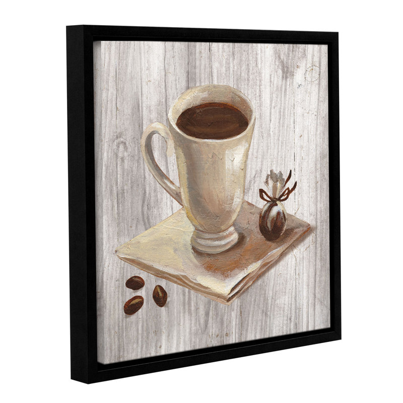 "coffee time iv" sur bois, reproduction d’art sur toile tendue encadrée, H 10 po x l 10 po x P 2 po