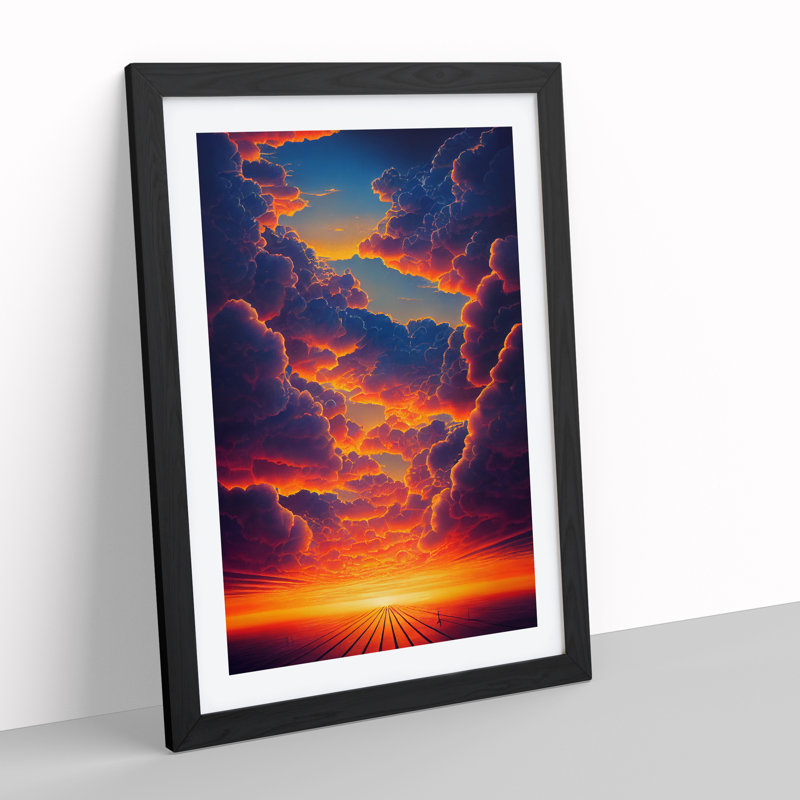 Compelling Sunset - Single Picture Frame Print, Black, 64cm H x 46cm W x 2cm D