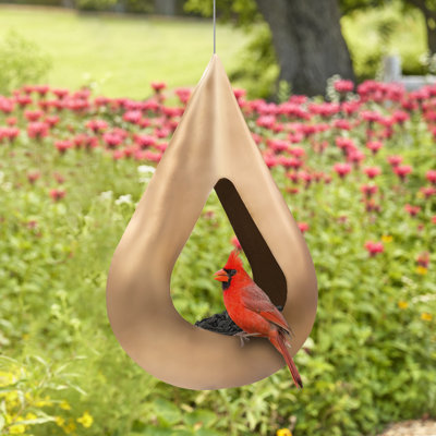 Rain Drop Fly-thru Copper Bird Feeder, Verde Finish