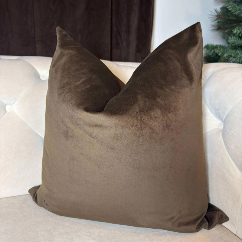 Housse de coussin en velours brun chocolat - Housse de coussin décorative ultra douce avec fermeture à glissière cachée - Canapé moderne et décor de lit