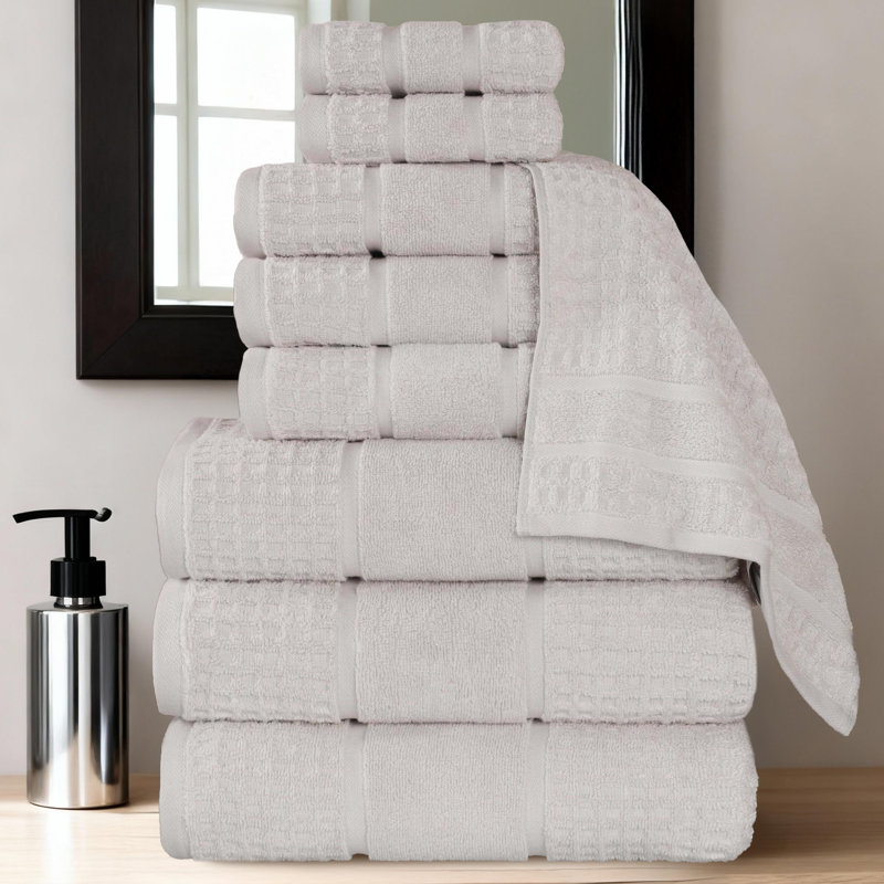  Zero-Twist Cotton Towel Set - Honeycomb Waffle Texture - Quick-Dry, Stone