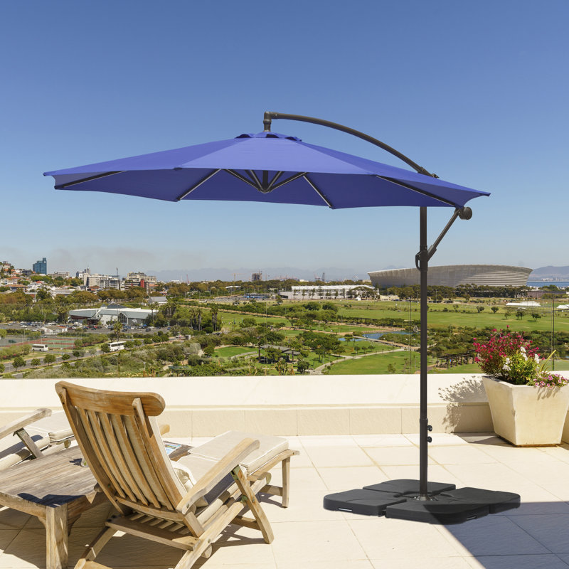 Parasol déporté Hartt de 3 m, Bleu royal