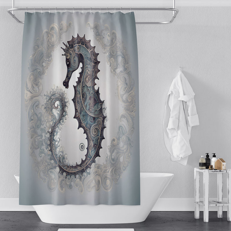 Rideau de douche SH00882, L 70 po x H 93 po, Blue/Grey
