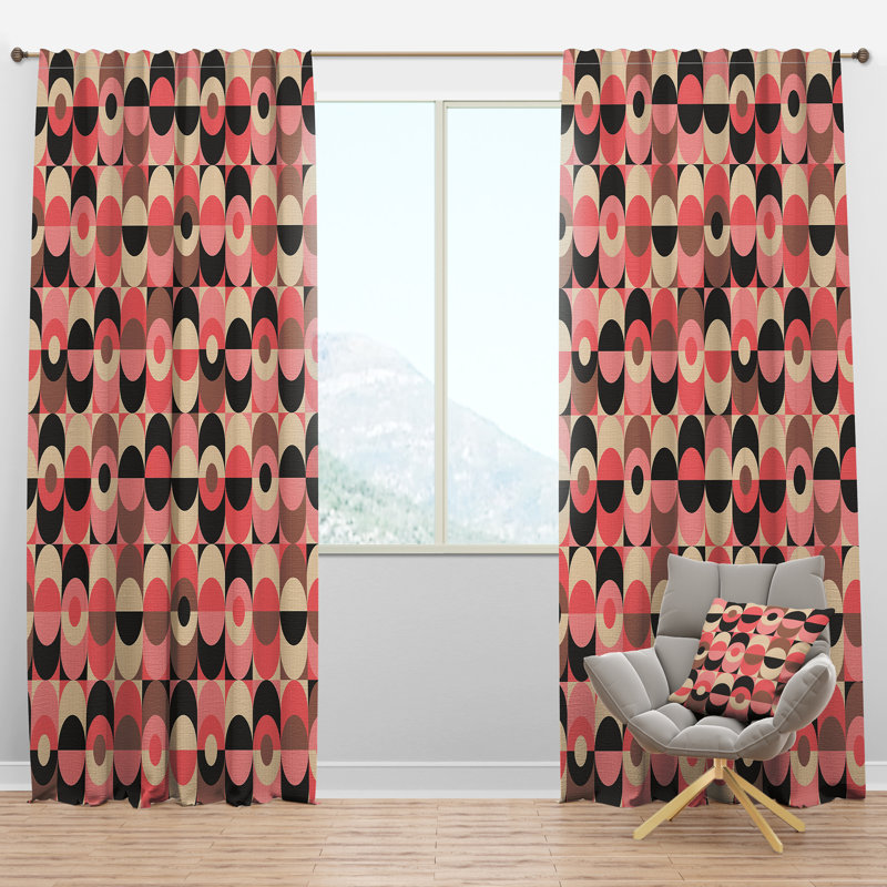 Panneau de rideau simple semi-diaphane avec passe-tringle Mid-Century Design, l 52 po x L 90 po