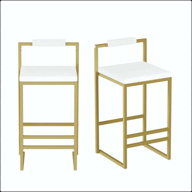 Velvet Barstool - Gold Frame with Creamy White Seat