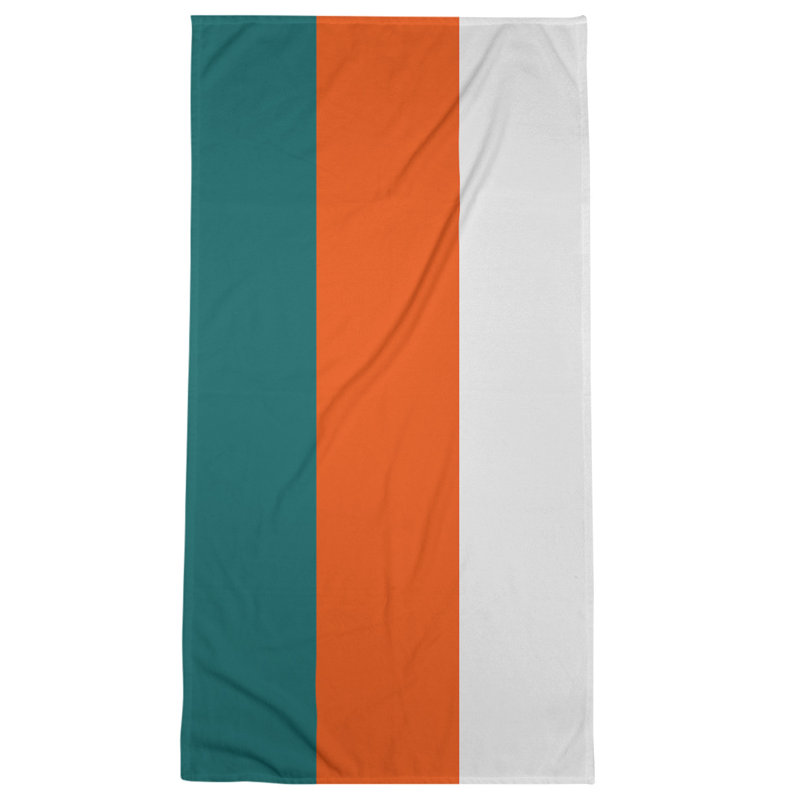 Cotton Blend Beach Towel, Aqua/Orange/Ivory
